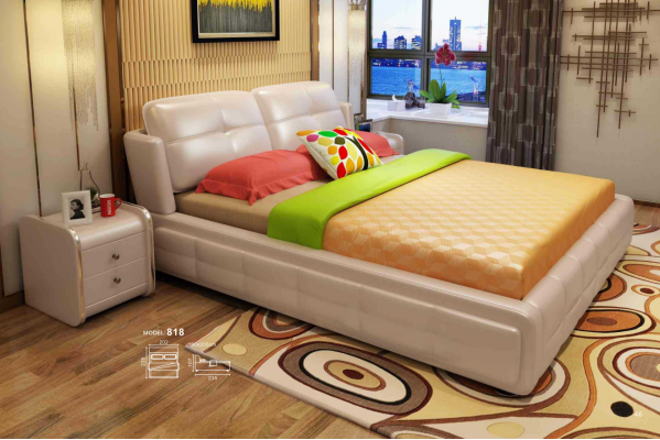 Luxe slaapkamerbed met gestoffeerde decoratief ontwerp van 180x200 cm, dubbele hotelbedden.