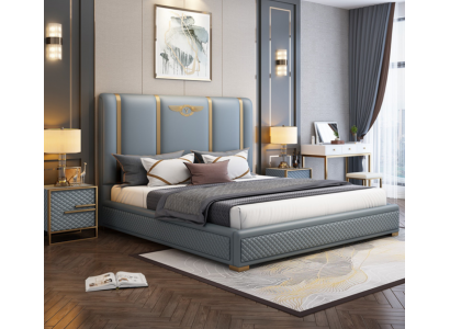 Bed Gestoffeerd Ontwerp Luxe Metaal Tweepersoonsbedden Hotel Echtelijke Slaapkamer