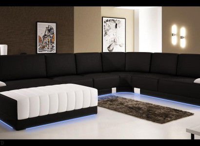 Beklede leren bank Bank Bank Beklede hoekbank set U-vorm XXL Groot