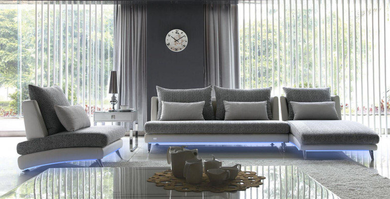 Moderne Design Hoekbank Beklede Bankstel 155x390cm Stoffen Textiel Bank Hoek