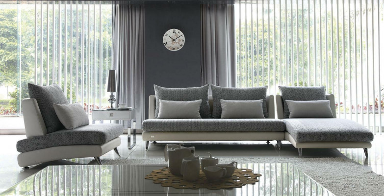 Moderne Design Hoekbank Beklede Bankstel 155x390cm Stoffen Textiel Bank Hoek