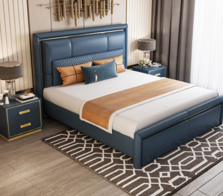Ontwerp Bed Slaapkamer Tweepersoonsbed Bedden Hotel Luxe Bekleed Leer