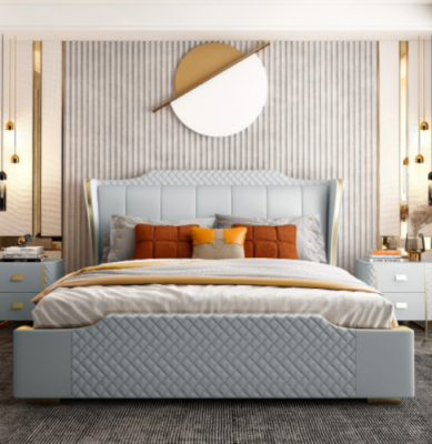 Ontwerper houten bed Luxe meubel Tweepersoonsbed Slaapkamer 180x200cm