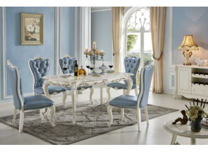 Klassieke eetkamertafel Chesterfield met 4 stoelen 5-dlg. Set Massief hout Barokstijl meubels