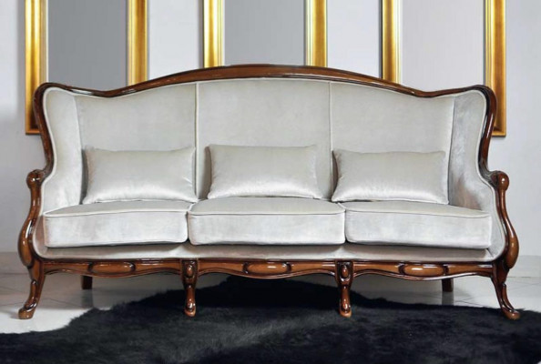 Dries zitsbank 3-zitter luxe stof grijs woonkamer klassiek meubilair bruin nieuw