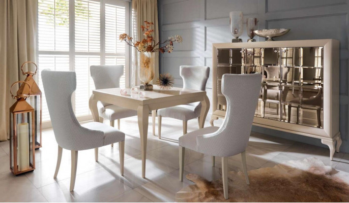 Luxe eetkamer eettafel stoel eetgroep eethoek stoelen luxe wit set 5-delig