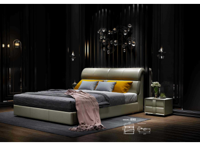 Luxe bed slaapkamer lederen bekleding tweepersoonsbed houten design 180x200cm Nieuw
