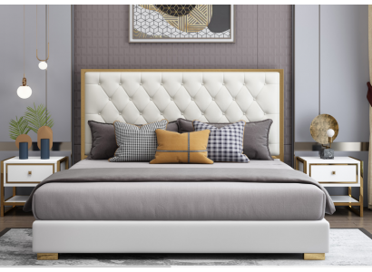 Ontwerper Bed Slaapkamer Bedden Hotel Leer Luxe Bekleed Zit Bedframe