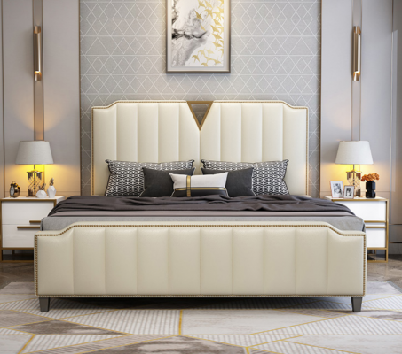 Ontwerper Bed 180x200 Leer Hotel Metalen Bedden Decor Dubbele Slaapkamer