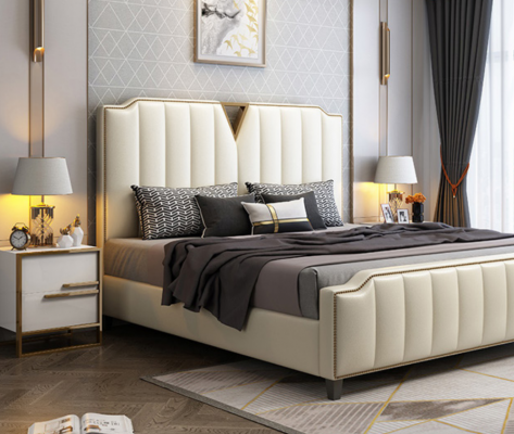 Ontwerper Bed 180x200 Leer Hotel Metalen Bedden Decor Dubbele Slaapkamer