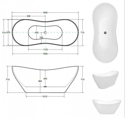 Zwarte designer badkuip Vrijstaand luxebad in zwart