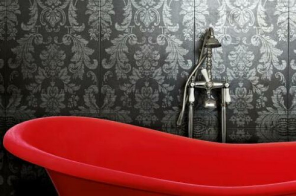 Rode designer badkuip Vrijstaand luxebad in rood Badkuip bad