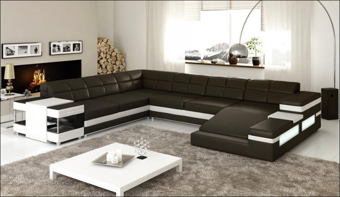 Lederen bankbank woonlandschap hoekbank hoeksalon design modern bankstel 1201B