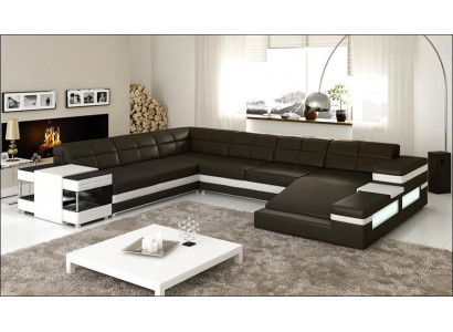 Lederen bankbank woonlandschap hoekbank hoeksalon design modern bankstel 1201B