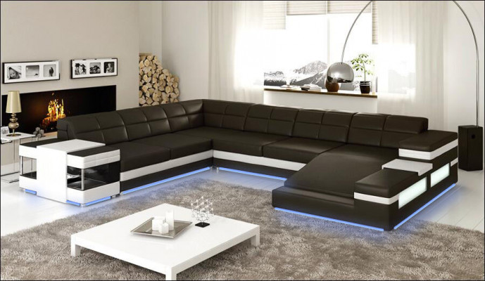 Lederen bankbank woonlandschap hoekbank hoeksalon design modern bankstel 1201B