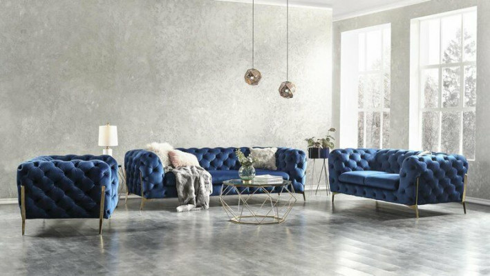 Chesterfield Edle Designer Bank Bekledingsstof Textiel Fluweel Bankstel Luxe Bankstellen