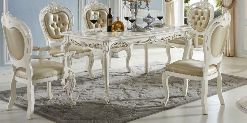 Eetkamerstoelset met armleuningstoelen, klassieke x6 stoelen