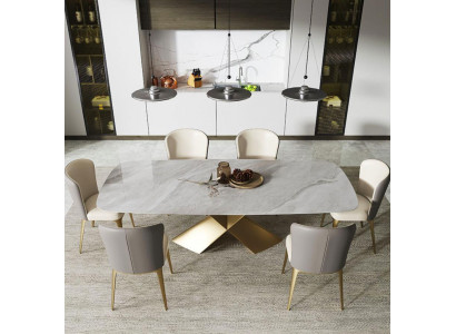 Luxe eettafels Tafels Ontwerp Tafel Roestvrij staal Steen Meubels Eetkamer Modern Kolom