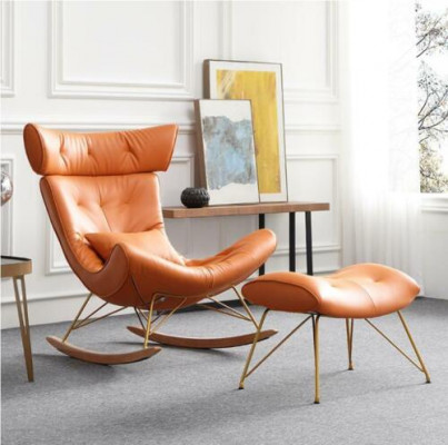 Fauteuil metalen design gestoffeerde lounge club stoel zitkamer schommel.