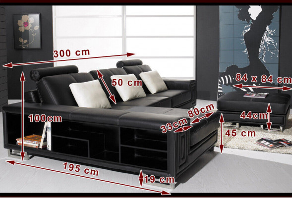 Woonlandschap Ontwerper Bank Bank Bekleding Lederen Bankstellen Hoek Hoek Zit L-Vorm Genov.