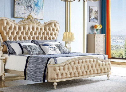 Barok Chesterfield meubel 3-delige set Slaapkamer Bedden 2x nachtkastjes Massief hout