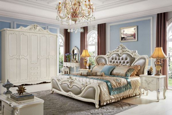 Chesterfield meubels nachtkastje 3-delige slaapkamer set bed barok massief hout