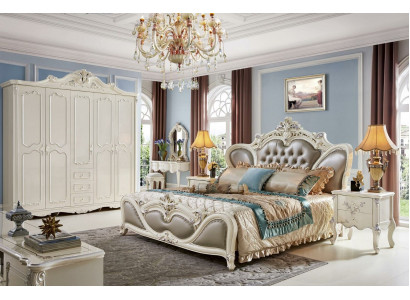 Chesterfield meubels nachtkastje 3-delige slaapkamer set bed barok massief hout