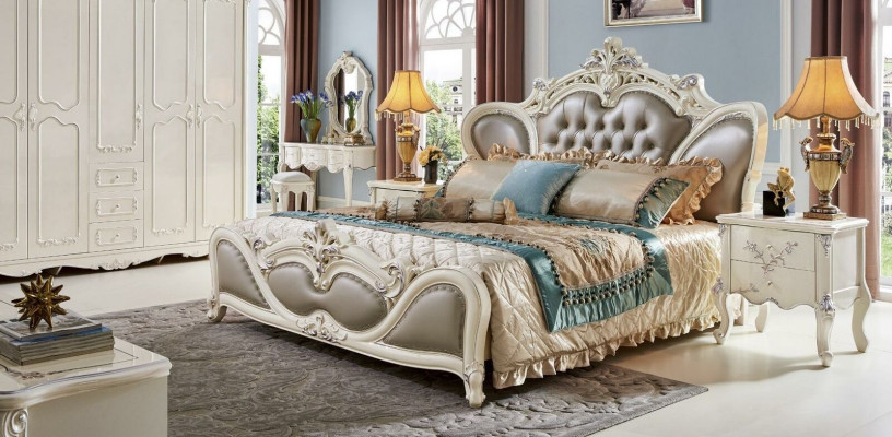 Chesterfield meubels nachtkastje 3-delige slaapkamer set bed barok massief hout