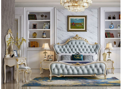 Chesterfield set Nachtkastje 2x massief hout luxe 3-delig 180x200cm design
