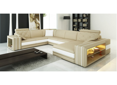 Moderne hoekbank bank stoffering hoek woonlandschap XXL design leren bank Wittlich