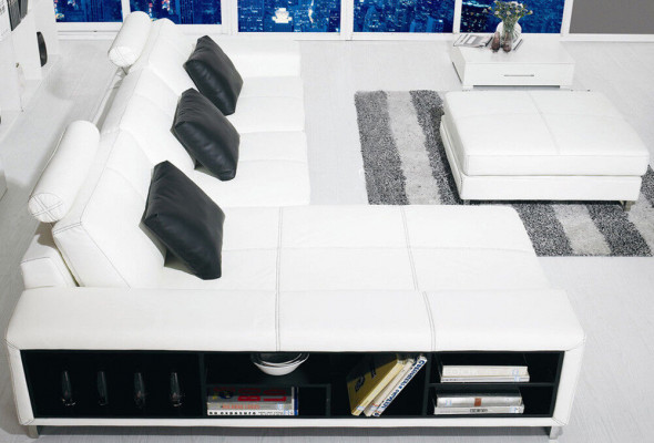 Eckbank bank bank bekleding leren bank met plank zitbank hoek GenovaS