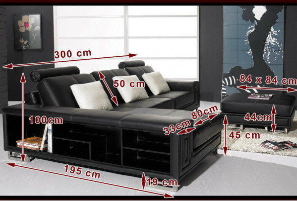 Eckbank bank bank bekleding leren bank met plank zitbank hoek GenovaS