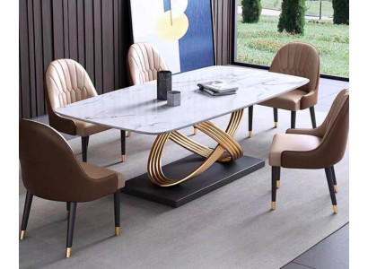 Luxe tafel van metaal Eettafel Mega Design Tafels Roestvrij staal Marmerimitatie Eettafel