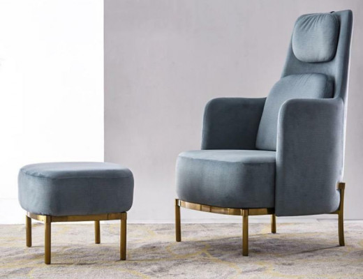 Fauteuil Stoel Bekleding TV Leder Textiel Stof Grijs Design Lounge