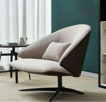 Moderne bank met 1 zitplaats, gestoffeerde zitting van textiel en leer, banken, bankstellen, sofa.