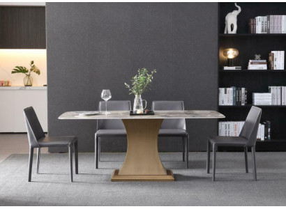 Luxe eettafel roestvrijstalen tafels meubelszuil tafel marmeren stijl eettafels metaal