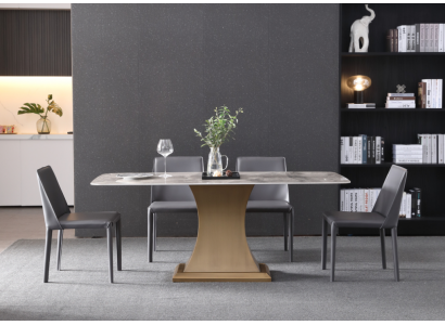 Luxe eettafel van metaal roestvrijstalen tafels meubels kolomtafel marmeren stijl eettafels.