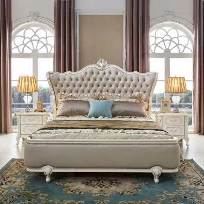 Luxe Chesterfield barok bed nachtkastje 3-delige slaapkamer sets massief hout