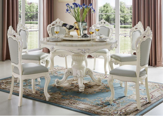 Eetkamerstoelen barok fauteuils klassieke eethoek 6x massief hout