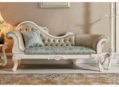 Chaiselongue bekleding zitbank bank bank lounge club chesterfield massief hout nieuw