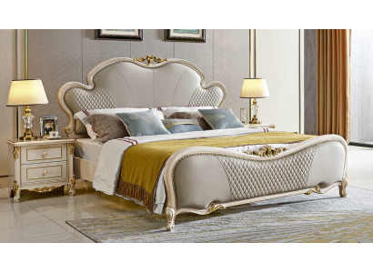 Klassieke meubels Luxe bed 3-delige set x2 slaapkamer nachtkastjes massief hout