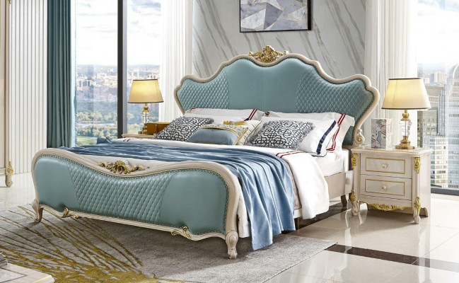 Luxe klassieke slaapkamerset 3-delig. Bed x2 Nachtkastjes Massief hout