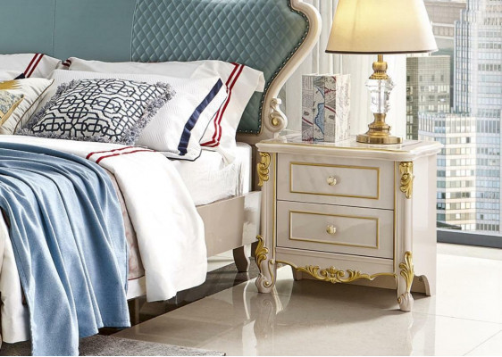 Luxe klassieke slaapkamerset 3-delig. Bed x2 Nachtkastjes Massief hout