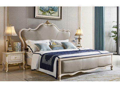 Bed 3-delig set x2 nachtkastjes Luxe slaapkamer Klassieke bedden Massief hout