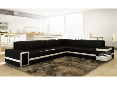 Leren bank Bank Bank Bank Bekleding Zitbank Hoekbank Woonlandschap Groot XXL