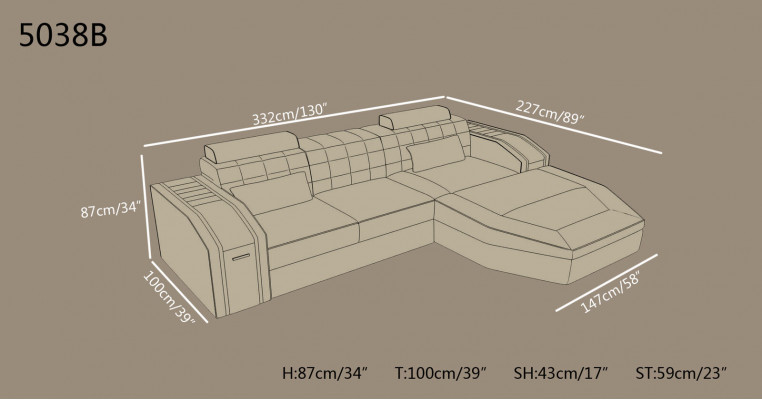 Verlichte woonkamer lederen bank bank hoekbank modulaire bank groot