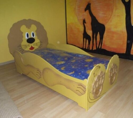 Kinderbed Tienerbed Bed Bedden Inclusief Matras Houten bed 90x200cm Dierenleeuw Nieuw
