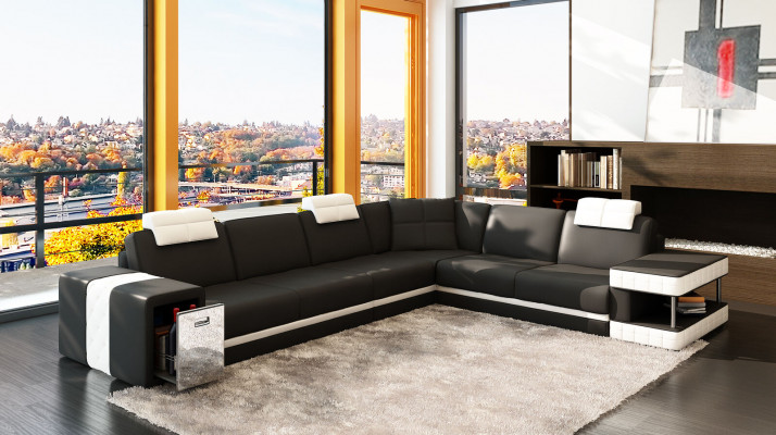 Leren bank Bank Bank Bekleed hoek Zitje Hoekbank Woonkamer