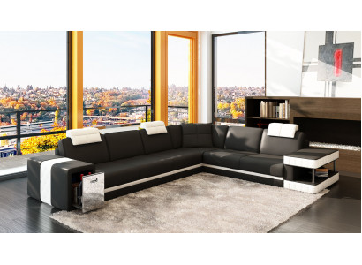 Leren bank Bank Bank Bekleed hoek Zitje Hoekbank Woonkamer