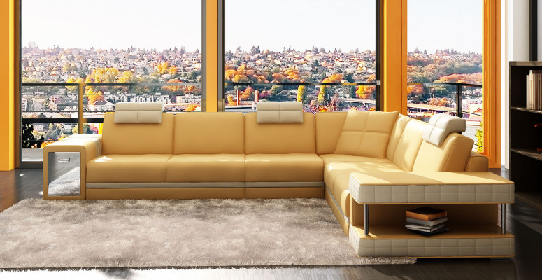 Leren bank Bank Bank Bekleed hoek Zitje Hoekbank Woonkamer